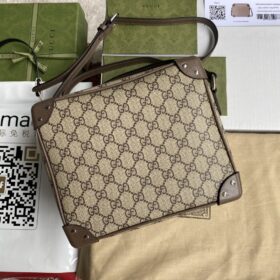 GG shoulder bag with leather details